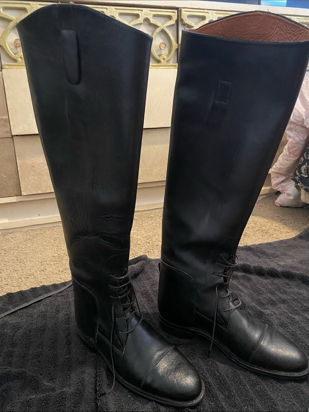 Black Tall Lace-Up Women's Riding Boots